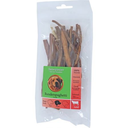 Natuurlijke snack zak runderspaghetti 15 cm 50 gram